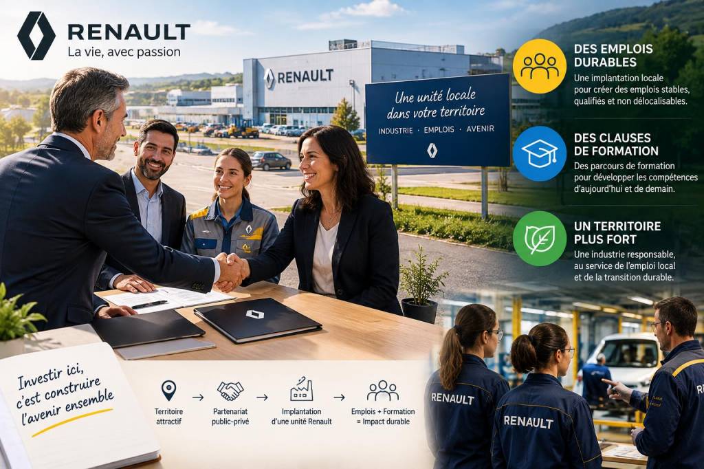 Comment convaincre un grand groupe industriel comme renault d'implanter une unité locale en garantissant emplois durables et clauses de formation
